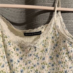 Brandy Melville Blue Floral Lace Tank